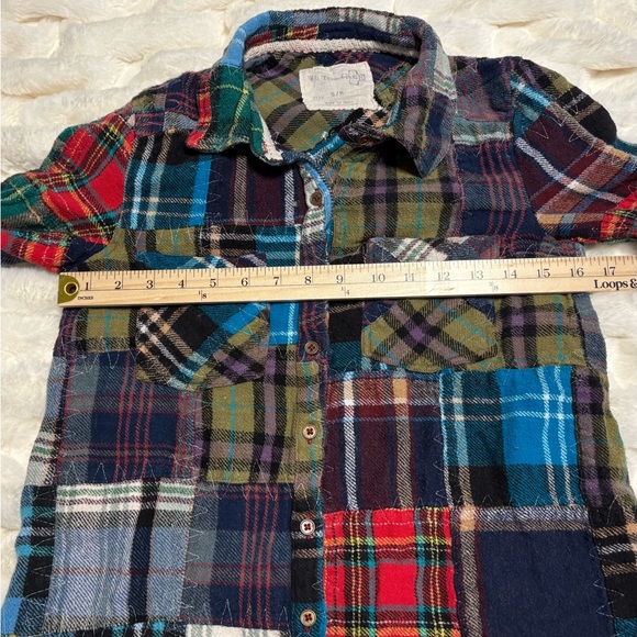 We The Free “Lost in Plaid” Patchwork Flannel Plaid Top with Lace Crochet Sides - Picture 9 of 16